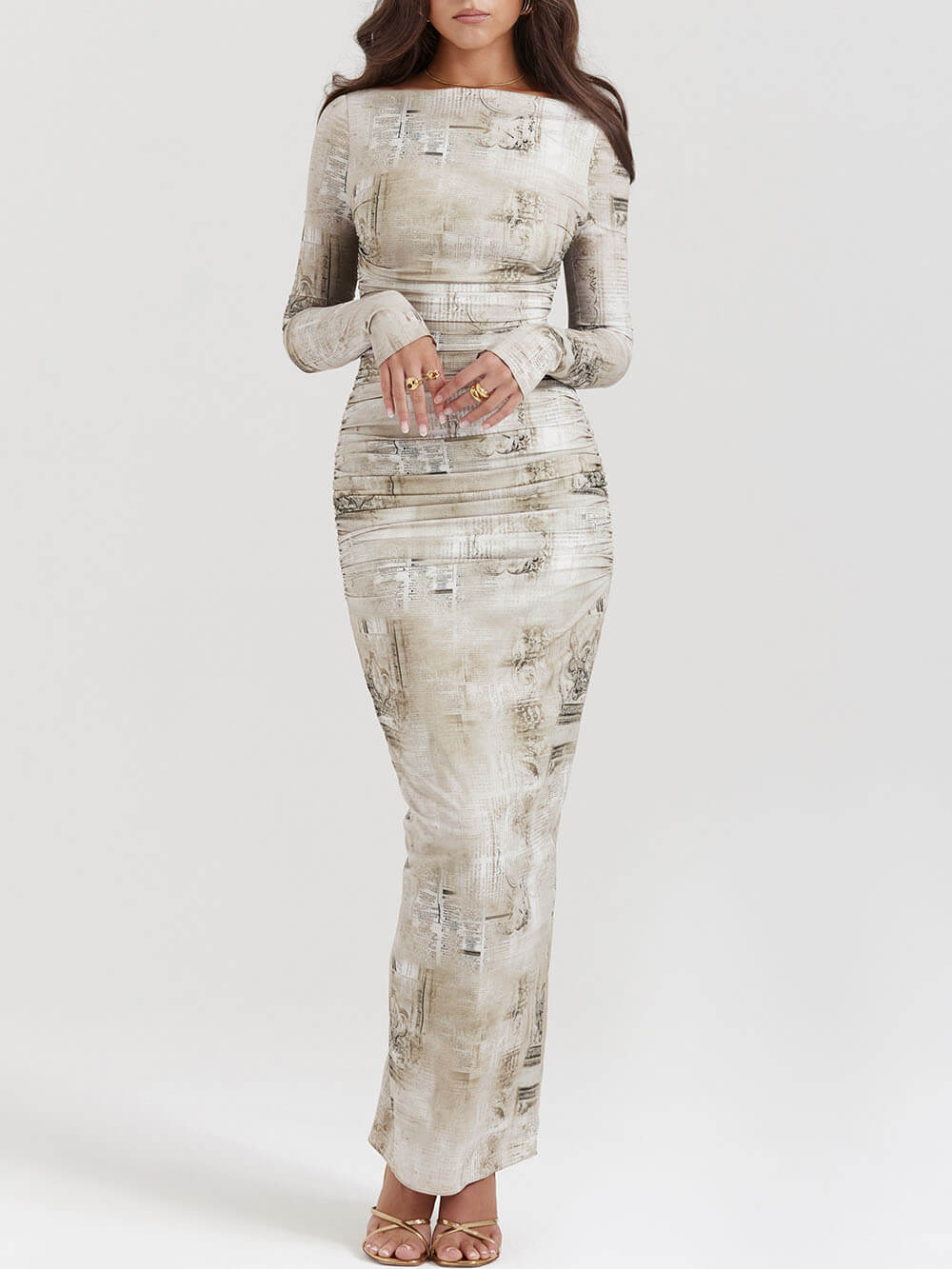 Pale Sage Print Maxi Dress - Airnori