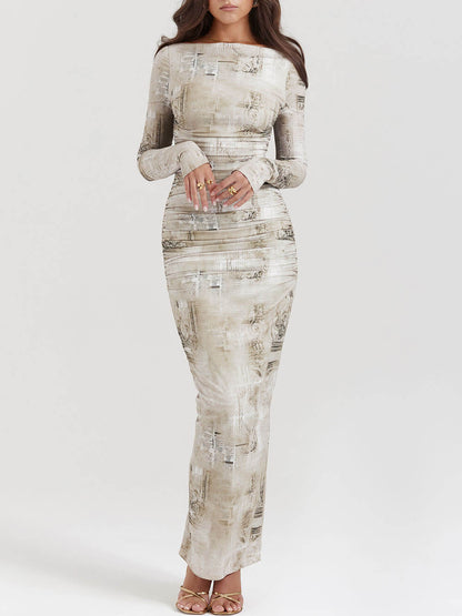 Pale Sage Print Maxi Dress - Airnori