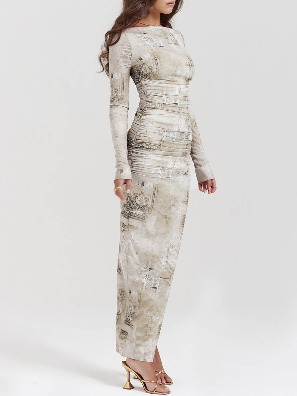 Pale Sage Print Maxi Dress - Airnori