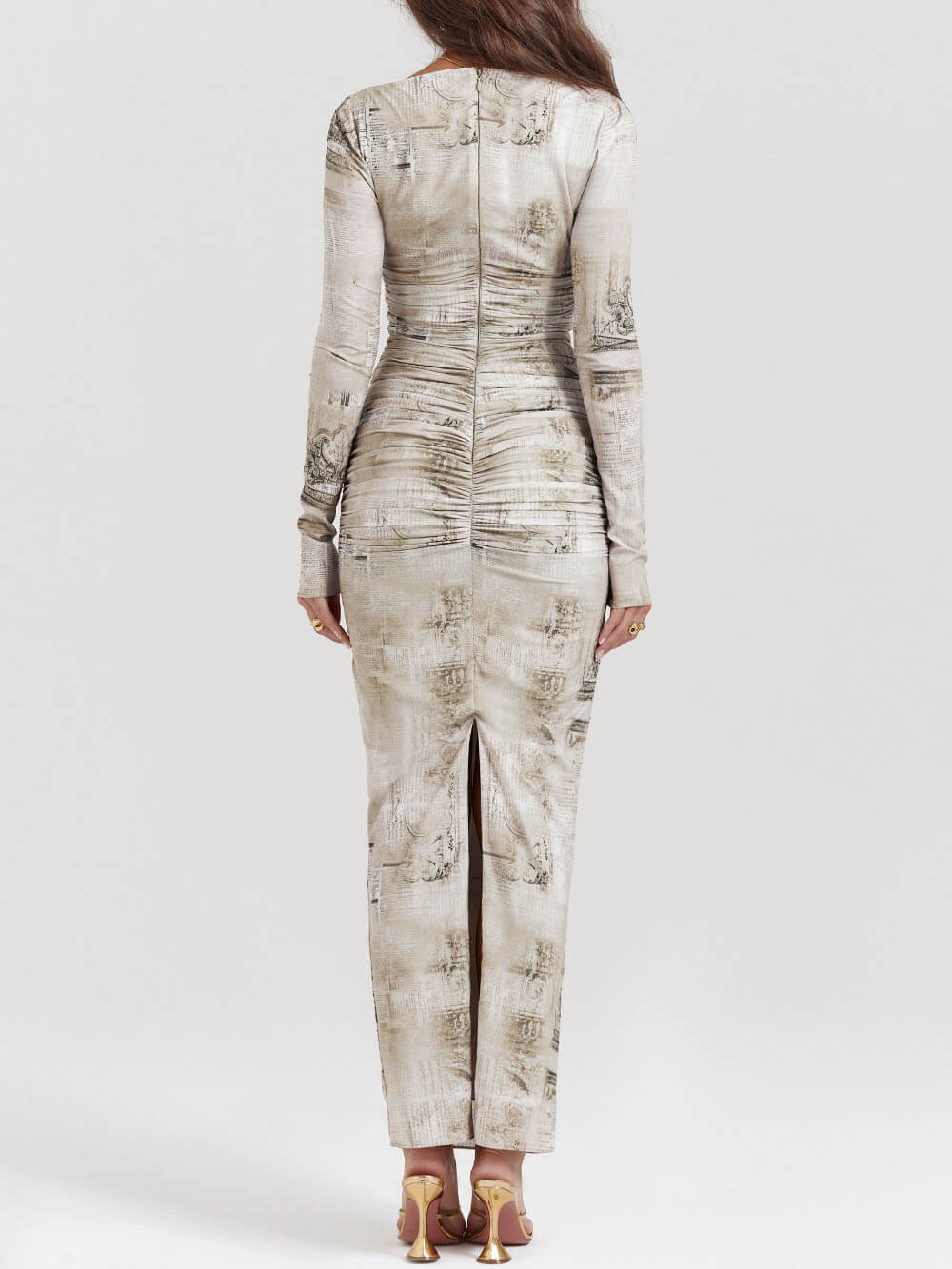 Pale Sage Print Maxi Dress - Airnori